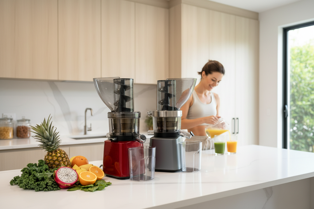 Hero image - Both juicers in modern kitchen setting